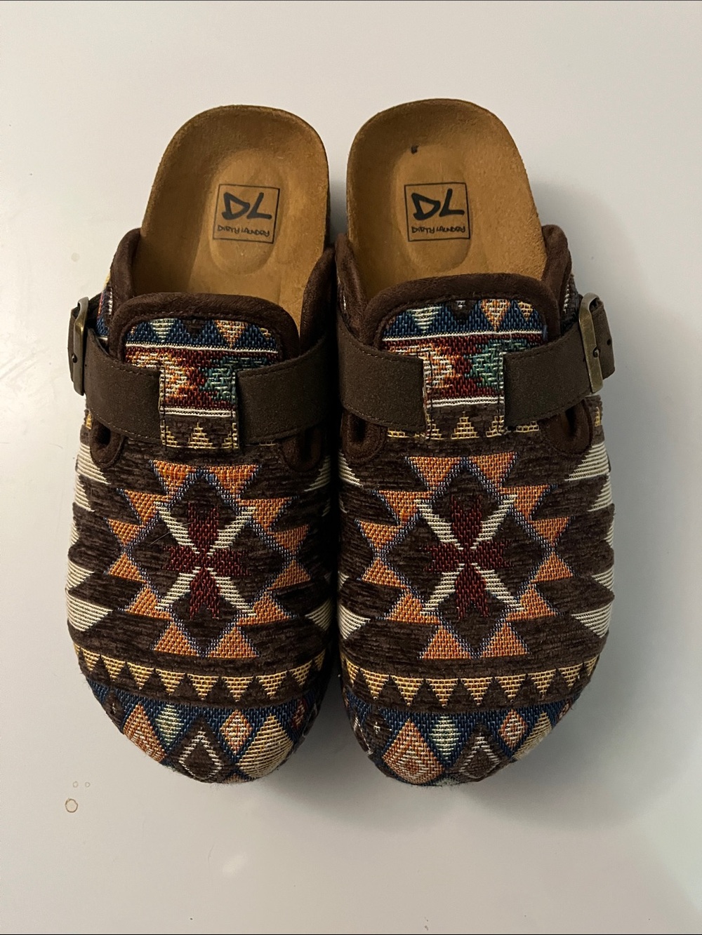 Dirty Laundry Brown Multicolor Aztec Clog Mules